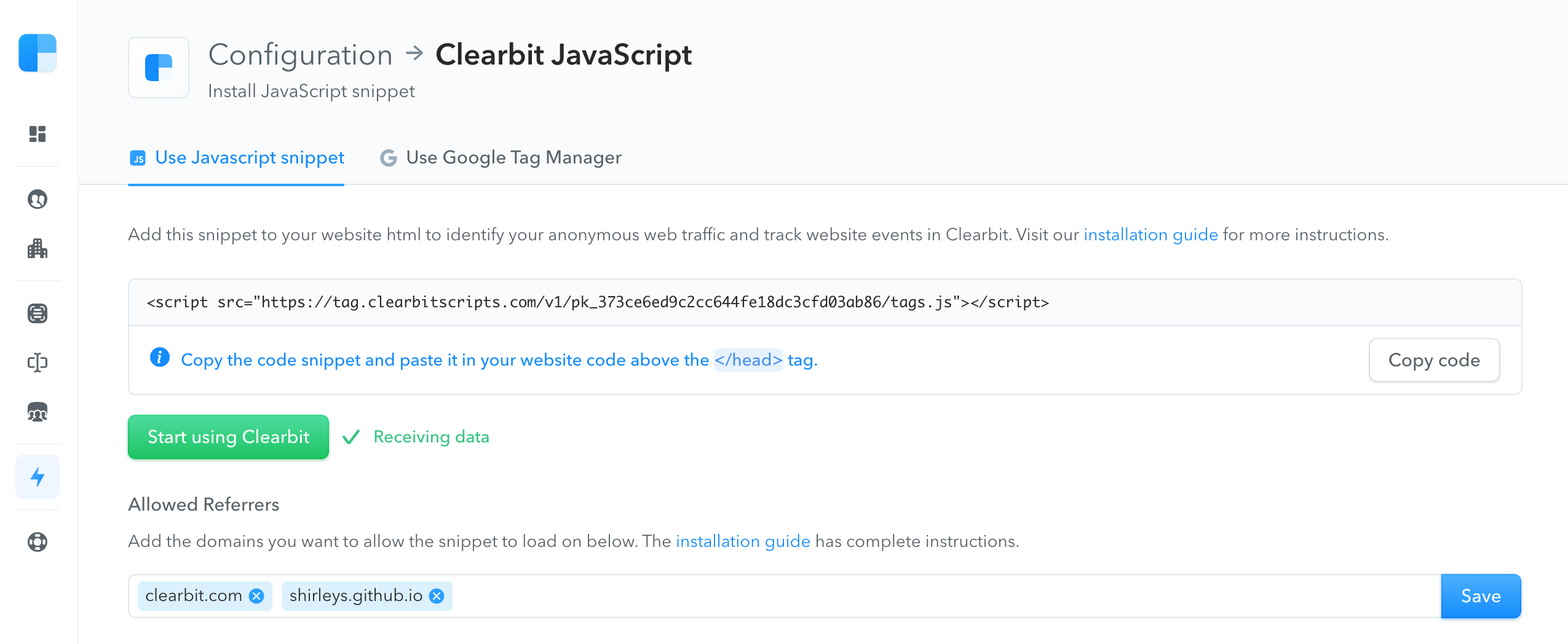 Install the Clearbit Tag Help Center Clearbit Product Support